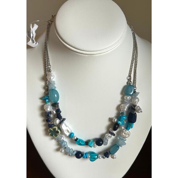 Free People Jewelry - Free People Steal the Show Choker Necklace in Turquoise Tonal Blue